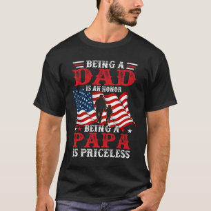 Papa Vintage American Flag Father's Day 4th Of Jul T-Shirt