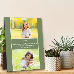 Papa We love you Poem 2 Photo Green and Grey Plaque