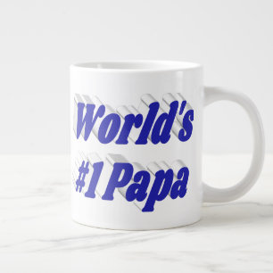 Papa with blue half text large coffee mug