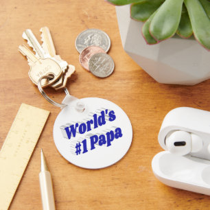 Papa with blue text key ring