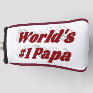 Papa with burgundy text golf head cover