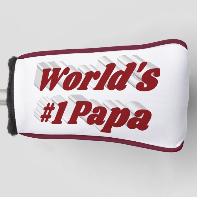 Papa with burgundy text  golf head cover (Front)