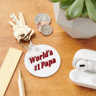 Papa with burgundy text key ring