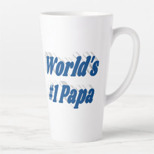 Papa with sea blue text  latte mug