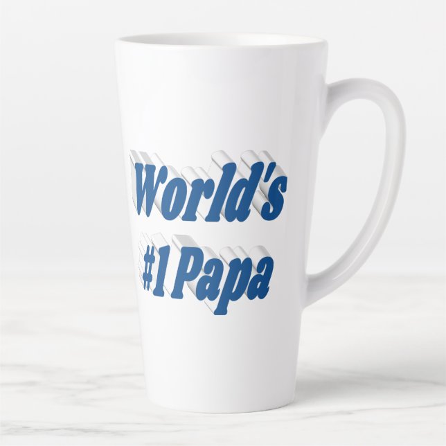 Papa with sea blue text  latte mug (Right)