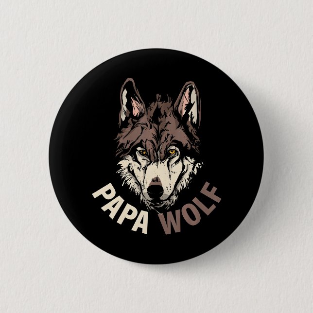 Papa Wolf 6 Cm Round Badge (Front)