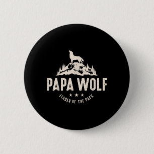Papa Wolf Fathers Day Dad Daddy Cute Animal Family 6 Cm Round Badge