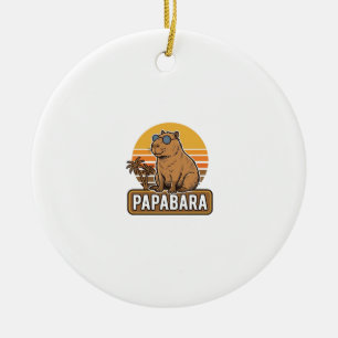 PAPABARA Retro Capybara Dad Vector Design_1 Ceramic Tree Decoration