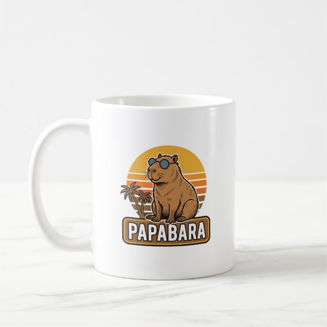 PAPABARA Retro Capybara Dad Vector Design_1 Coffee Mug (Left)