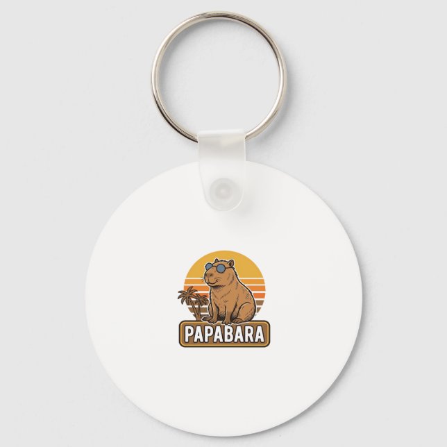 PAPABARA Retro Capybara Dad Vector Design_1 Key Ring (Front)