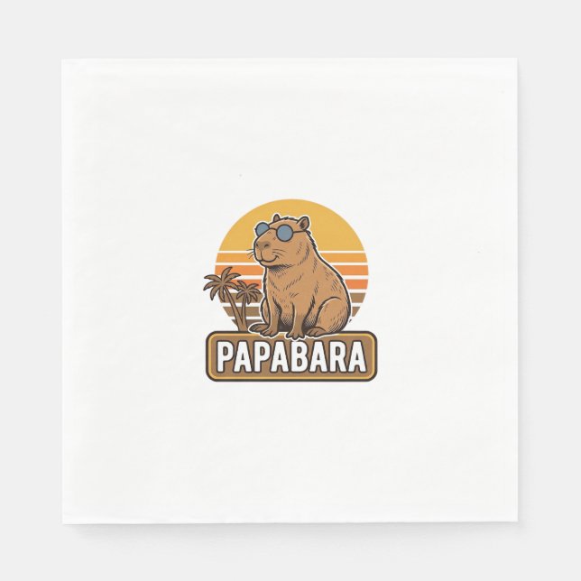 PAPABARA Retro Capybara Dad Vector Design_1 Napkin (Front)