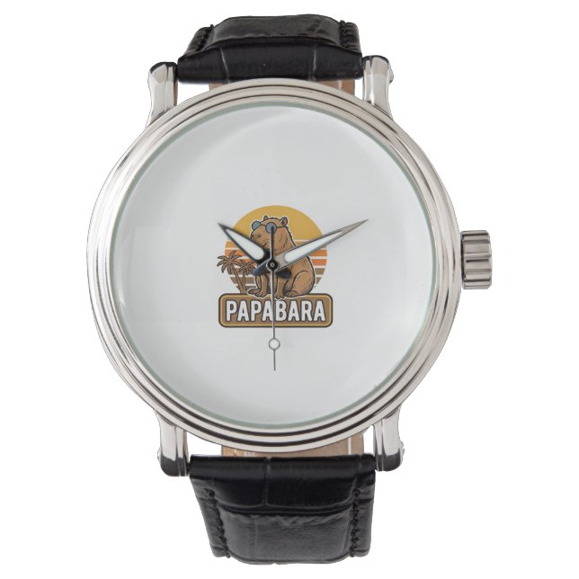 PAPABARA Retro Capybara Dad Vector Design_1 Watch (Front)