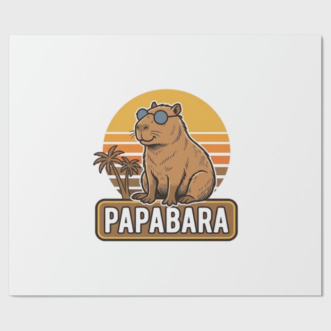 PAPABARA Retro Capybara Dad Vector Design_1 Wrapping Paper (Flat)