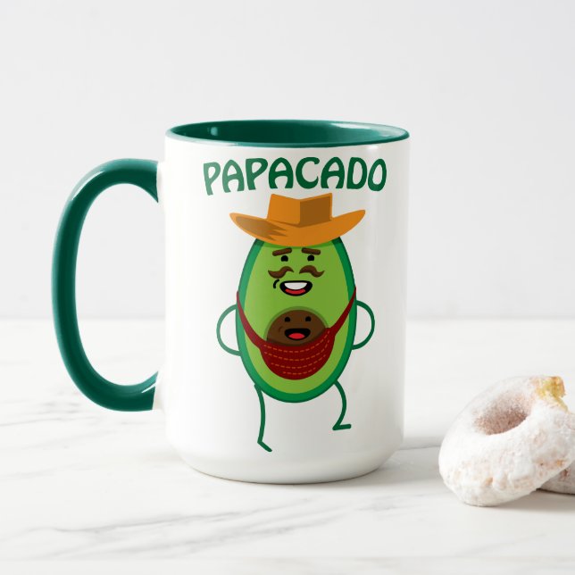 Papacado Dad Avocado Cute Baby Funny Papa Mug (With Donut)