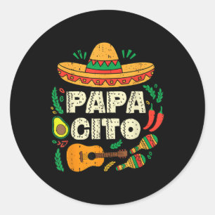 Papacito Family Sombrero Cinco De Mayo Mexican Dad Classic Round Sticker