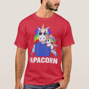 Papacorn Unicorn Dad and Baby Christmas Papa Fath T-Shirt