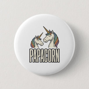 Papacorn Unicorn Dad Vintage Engraving T-Shirt Des 6 Cm Round Badge