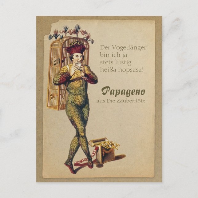 Papageno Zauberflöte Magic flute CC0839 Mozart Postcard (Front)