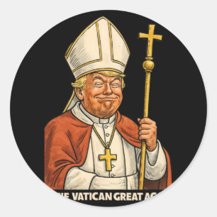 Papal Trump Fun Design With Pope Vestments 1  Classic Round Sticker