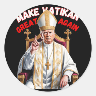 Papal Trump Fun Design With Pope Vestments 2  Classic Round Sticker
