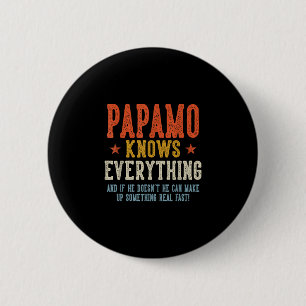 Papamo knows everything father's day retro vintage 6 cm round badge