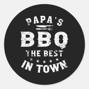 Papa's Bbq The Best In Town Funny Father's Day Classic Round Sticker