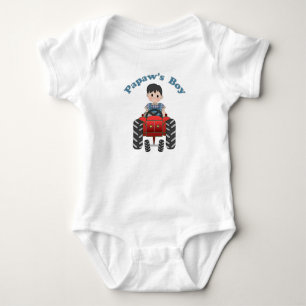 Papas Boy Tractor Baby Bodysuit