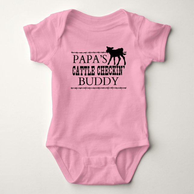 PAPA'S CATTLE CHECKING BUDDY BABY BODYSUIT (Front)