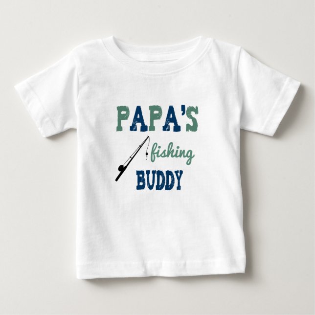 Papa's Fishing Buddy Baby Tee (blue) (Front)
