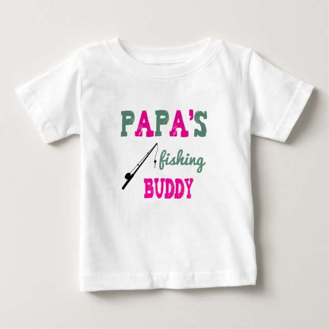 Papa's Fishing Buddy Baby Tee (pink) (Front)