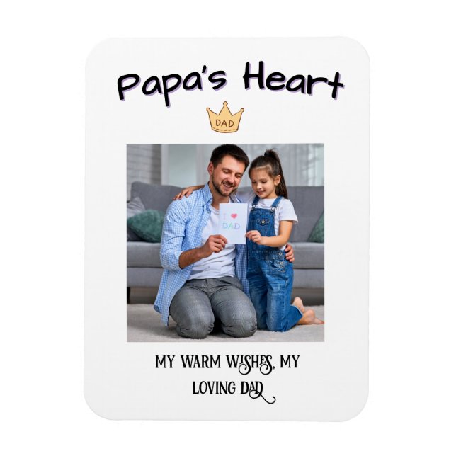Papa's Heart - Personalised First Father's Day Pho Magnet (Vertical)