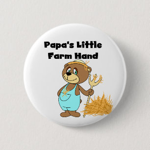 Papa's Little Farm Hand Tshirts and Gifts 6 Cm Round Badge
