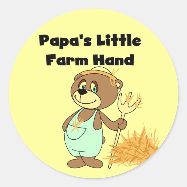 Papa's Little Farm Hand Tshirts and Gifts Classic Round Sticker (Front)