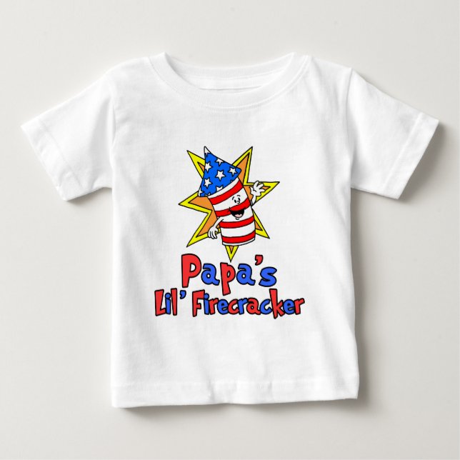 Papa's Little Firecracker Baby T-Shirt (Front)