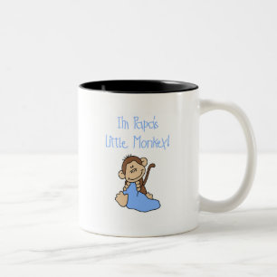 Papa's Little Monkey - Blue Tshirts and Gifts Two-Tone Coffee Mug