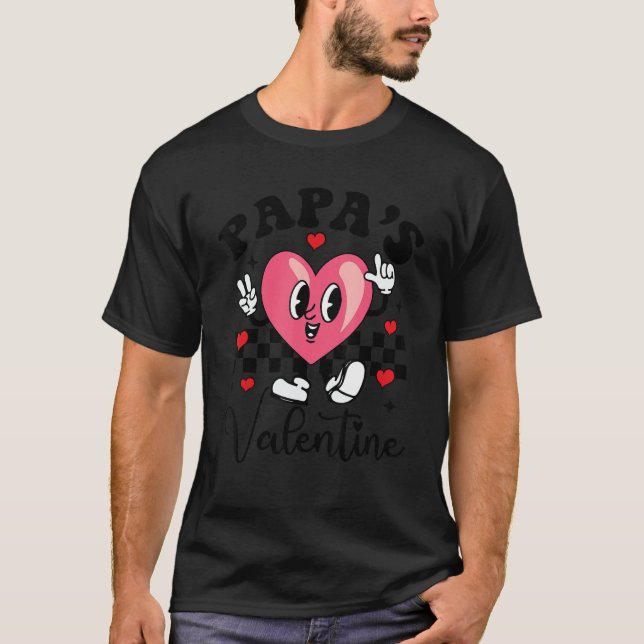 Papa's Valentine Groovy Heart Valentine's Day Dad  T-Shirt (Front)