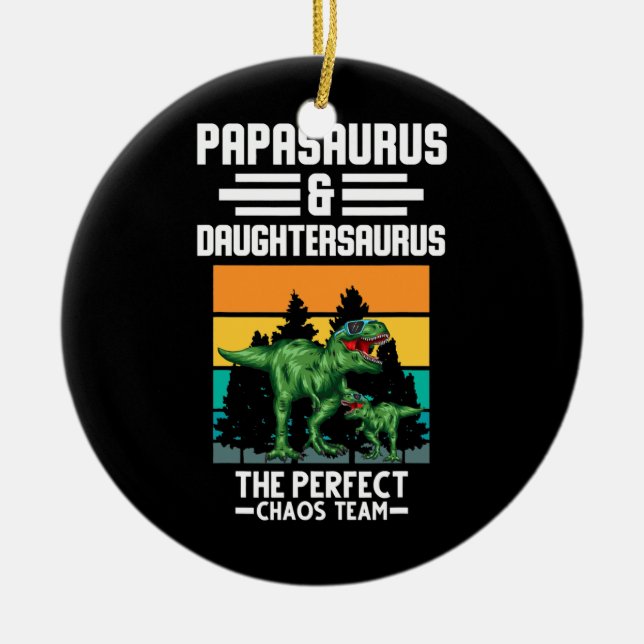 Papasaurus Daughtersaurus chaos team Dinosaur  Ceramic Tree Decoration (Front)