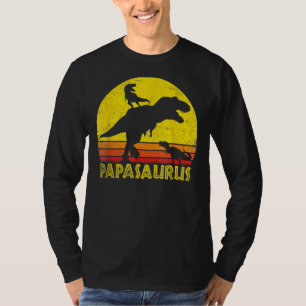Papasaurus Dinosaur 2 Kids Fathers Day Funny For T-Shirt