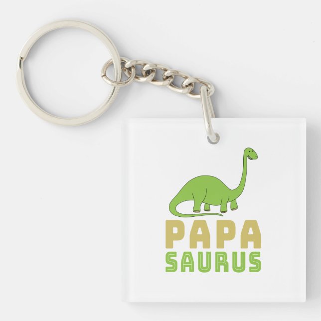 Papasaurus Dinosaur Brontosaurus Father's Day Key Ring (Front)