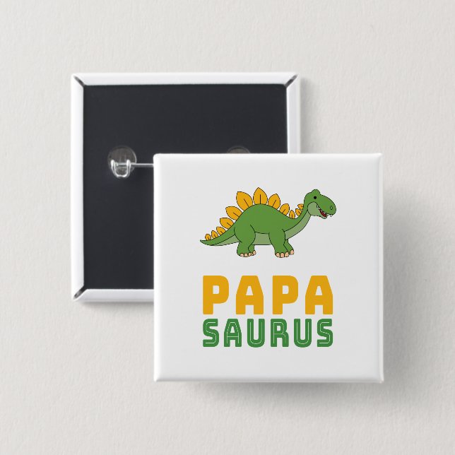 Papasaurus Dinosaur Stegosaurus Father's Day 15 Cm Square Badge (Front & Back)
