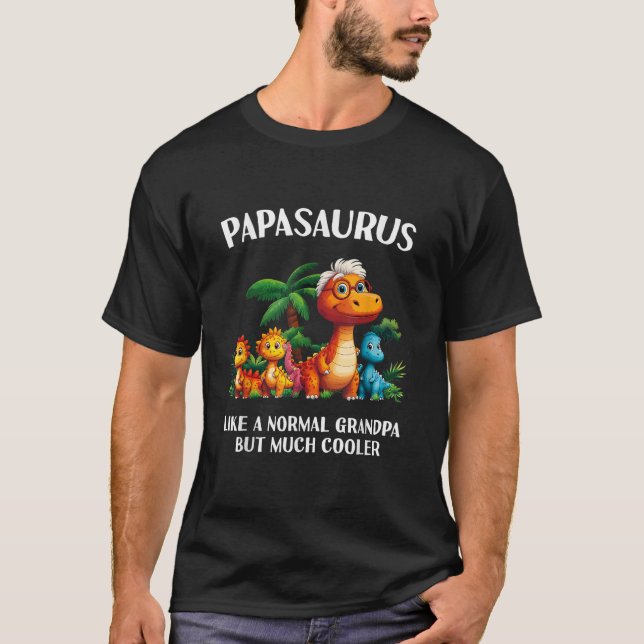 Papasaurus Papa Saurus Men Grandpa Grandfather Mat T-Shirt (Front)
