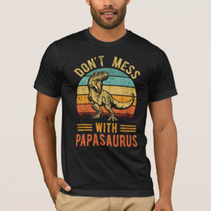 Papasaurus Retro Vintage T Rex Papa Saurus Mens T-Shirt