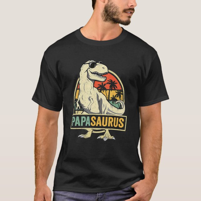 Papasaurus Rex Dinosaur Papa Saurus Family Matchin T-Shirt (Front)