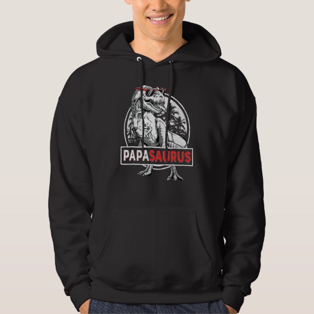 Papasaurus Rex Dinosaur  Papa Saurus Father's Fami Hoodie (Front)