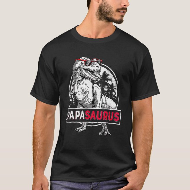 Papasaurus Rex Dinosaur  Papa Saurus Father's Fami T-Shirt (Front)