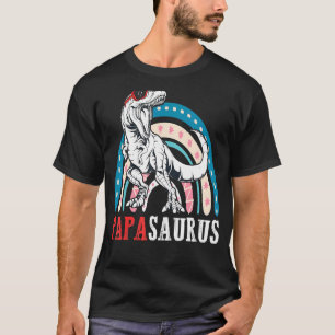 Papasaurus Rex Dinosaur Papa Saurus Rainbow Father T-Shirt