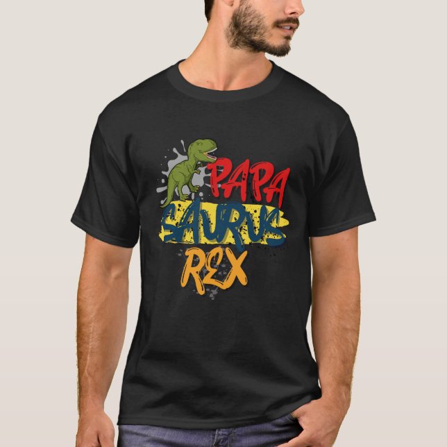 Papasaurus Rex Retro shirt-Funny Father Day-Gift  T-Shirt (Front)