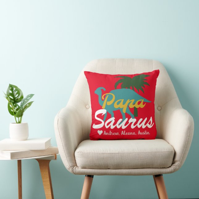 Papasaurus Simple chic Names Personalised Custom Cushion (Chair)