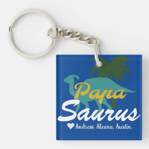 Papasaurus Simple chic Names Personalized Custom Key Ring