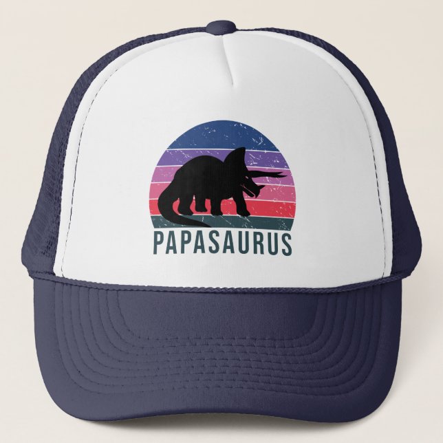 Papasaurus Styracosaurus Dinosaur Father Gift Trucker Hat (Front)